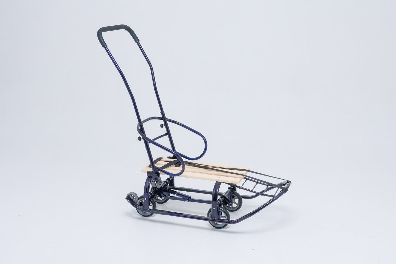 Санки-трансформер складні на колесах дитячі Патріот,з ручкою-штовхачем сині LUX 24501, фото 1