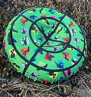 Тюбінг (ваташка) 100 і 120 см, з камерою, надувні санки дитячі, крижана пВХ, плюшка зелений салатовий спорт