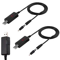Набір 2шт Підвищуючий USB кабель для роутера з 5V на 9V/12V від Powebank, з перемикачем