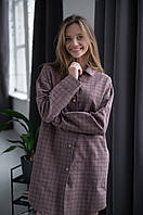 Женская ночная рубашка с премиум фланели в клетку