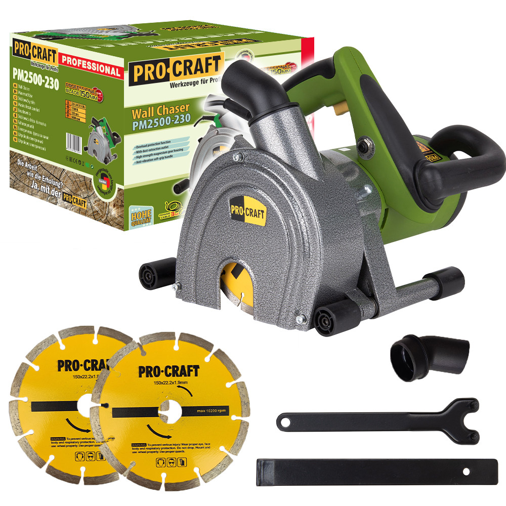 Штроборіз Procraft PM2500-230, 1700 Вт, 5000 об/хв, диск 150 мм / 22,2 мм