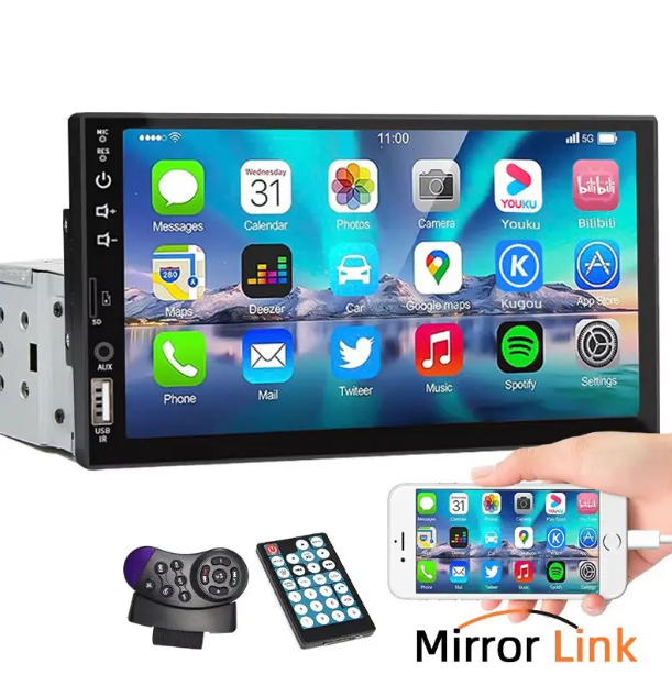 Сенсорна автомагнітола 1Din 7024-D (7", Bluetooth, USB, TF, FM, Carplay, Android Auto)