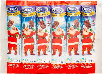 Різдвяні шоколадні льодяники на паличці 6х15г