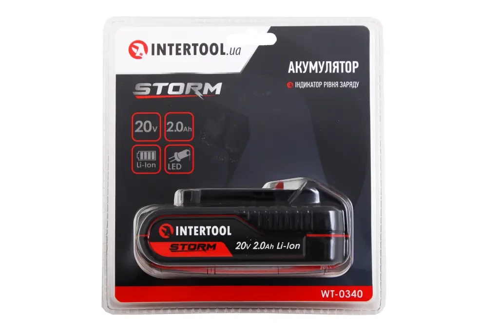 Аккум. батарея для електроінструменту Li-ion 20В, 2Аг Intertool, фото 1