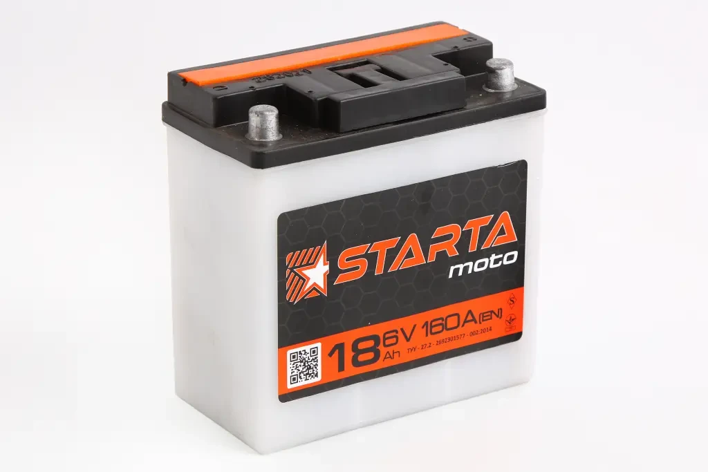 Аккум. батарея Мото 6В 18 Ач під клеми Starta, фото 1
