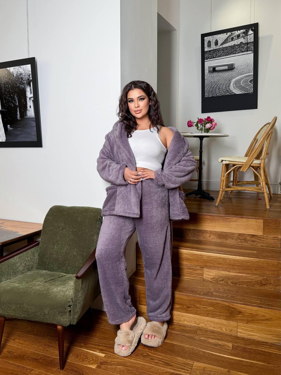 Жіноча піжама, домашній комплект стильний, теплий, зручний, фото 1