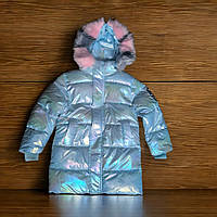 Зимове стьобане пухове пальто для дівчинки хамелеон