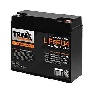 Акумуляторна батарея літій-залізо-фосфатна 12В 18Аг Trinix LFP 12V18Ah LiFePo4 (44-00004), фото 1