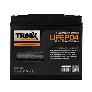 Акумуляторна батарея літій-залізо-фосфатна 12В 18Аг Trinix LFP 12V18Ah LiFePo4 (44-00004), фото 3