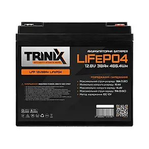 Акумуляторна батарея літій-залізо-фосфатна 12В 38Аг Trinix 12V38Ah LiFePo4 (44-00005), фото 3
