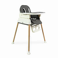 Комфортний стільчик -трансформер Kruzzel для годування, ергономічний дизайн, 90×66×66 см Сіра екошкіра