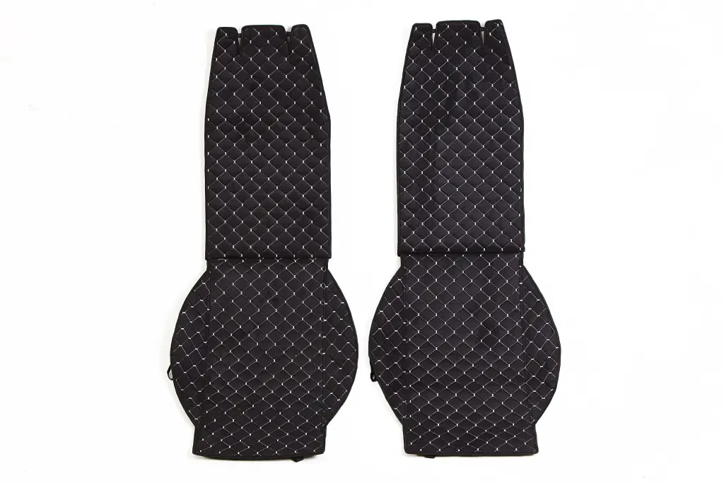 Накидка на сидіння алькантара передня чорний/сіра нитка (2 шт.), фото 1
