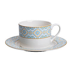 Чашка для кави та чаю 250 (мл) з українським орнаментом гарна кружка у подарунок Ø 8.5 (см) посуд horeca Lugi