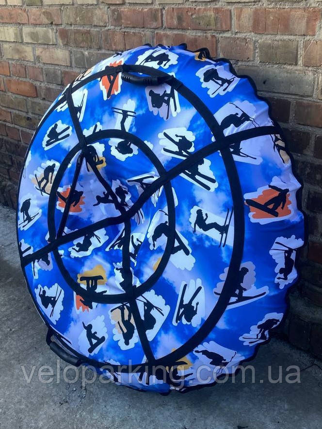 Тюбінг (ваташка) 120 см, з камерою, надувні санки дитячі, підліткові, крижаність ПВХ, плюшка блакитний небо М