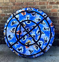 Тюбінг (ватарушка) 100 і 120 см, з камерою, надувні санки дитячі, крижана пВХ, плюшка синій космос небо