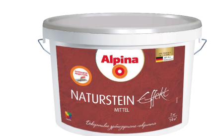 Декоративна шпаклівка акрилова Alpina "Naturstein fein Effect" Біла, 14 кг., фото 1