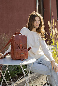 Жіночий рюкзак Мюнхен з натуральної шкіри колір Коньяк