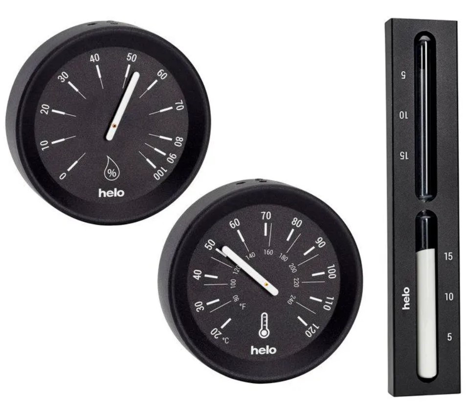Набір Термометр Гігрометр Пісочний годинник Helo Brilliant чорний, фото 1