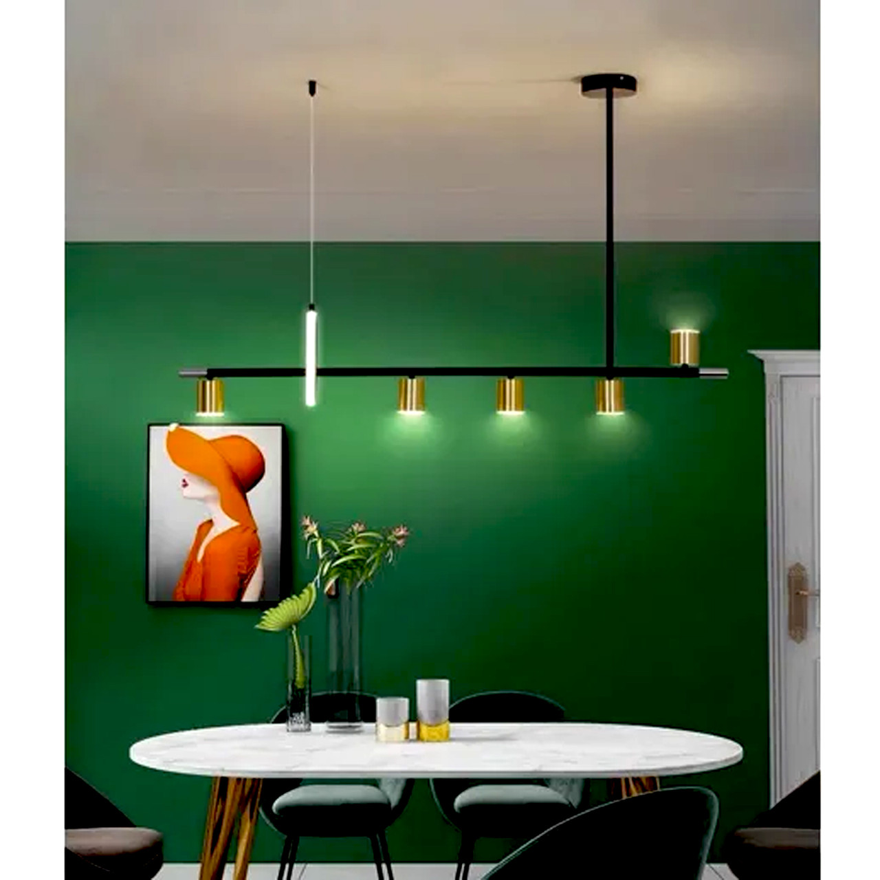 Підвісна Led-люстра у чорному кольорі V LJ-1024 GD+BK, фото 1