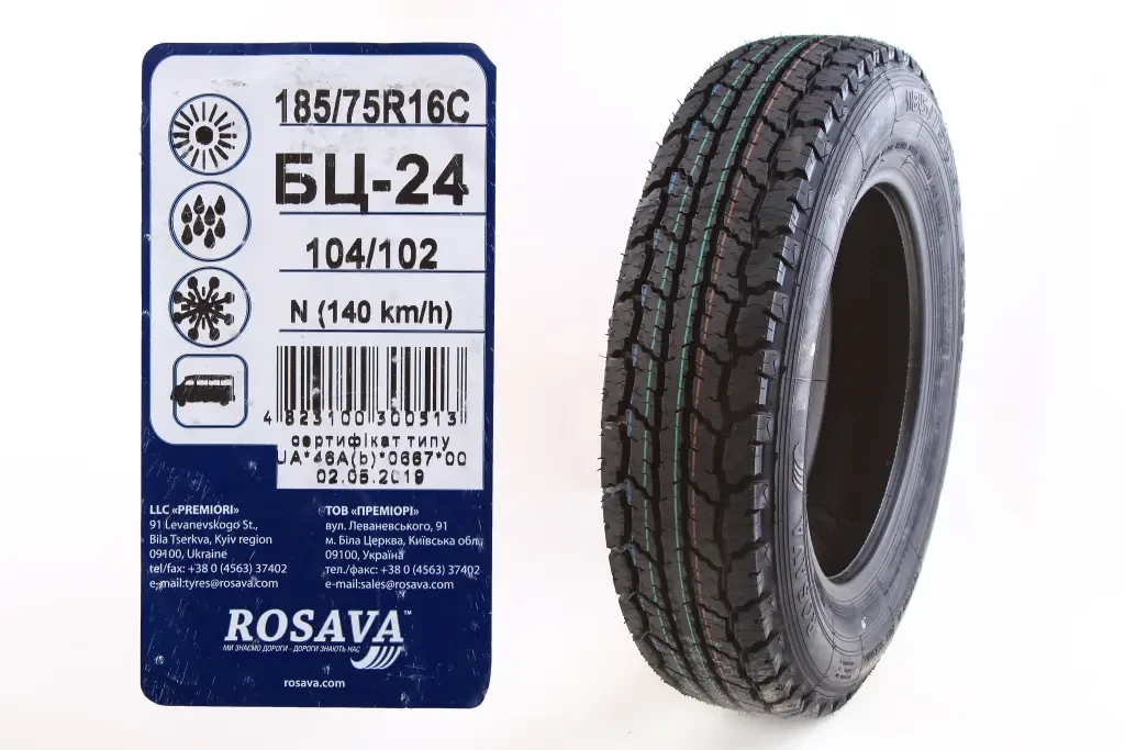 Шина 185/75R16C всесезонна 104/102N Rosava БЦ-24, фото 1
