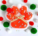 Антистрес новорічна іграшка котяча лапка сквіш таба лапки Червоні на білому, фото 2