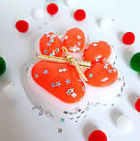 Антистрес новорічна іграшка котяча лапка сквіш таба лапки Червоні на білому, фото 3
