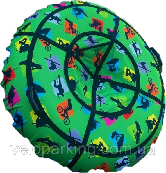 Тюбінг (ваташка) 100 см, з камерою, надувні санки дитячі, плюшка зелена салатова спорт