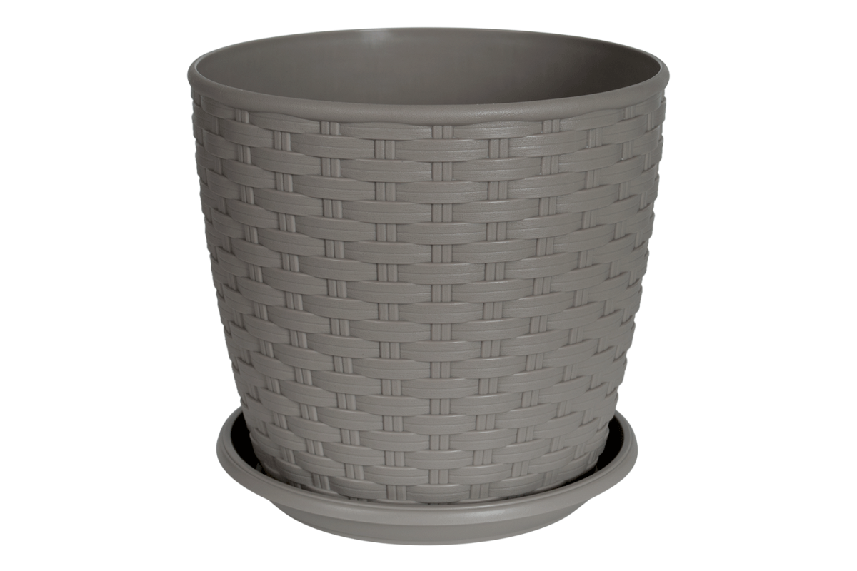 Вазон з підставкою "Ротанг" (114055), 12х11 см, какао, Aleana, Арт.59400