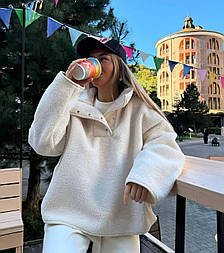 Жіноче плюшеве худі анорак з коміром-стійкою і блискавкою на грудях (р.42-48) 63043410