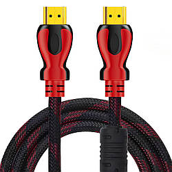 Кабель HDMI-HDMI 20м, з фільтром у тканинному обмотці / Кабель мультимедійний / Відео кабель для телевізора