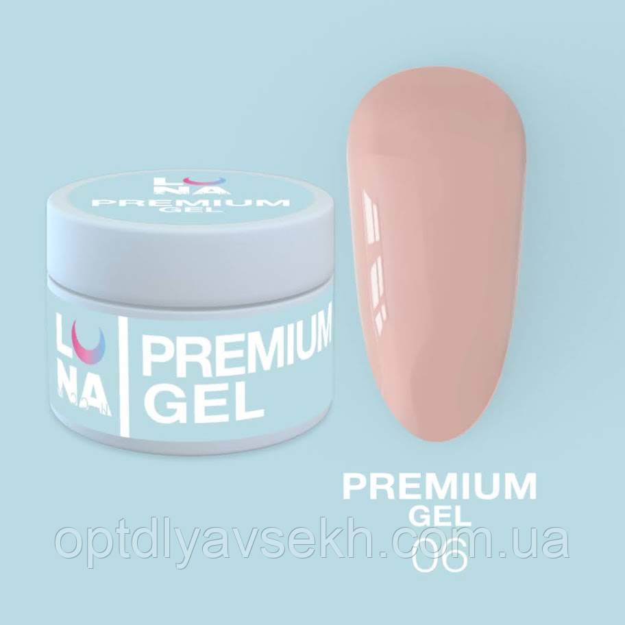 Гель LUNAMoon Premium Gel №06 на 30 мл для зміцнення, вирівнювання та нарощування нігтів