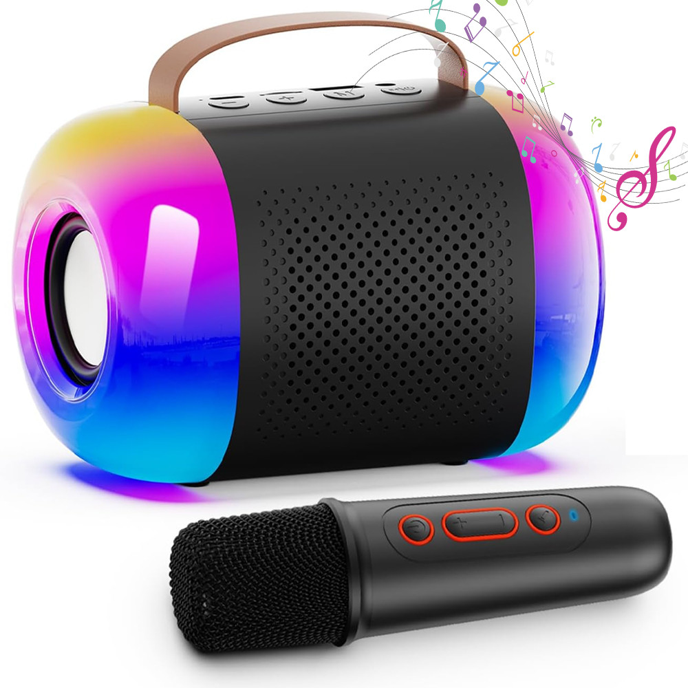 Портативна Bluetooth колонка + 1 мікрофон (USB, SD, FM) K21 / Дитяча колонка караоке / Блютуз колонка