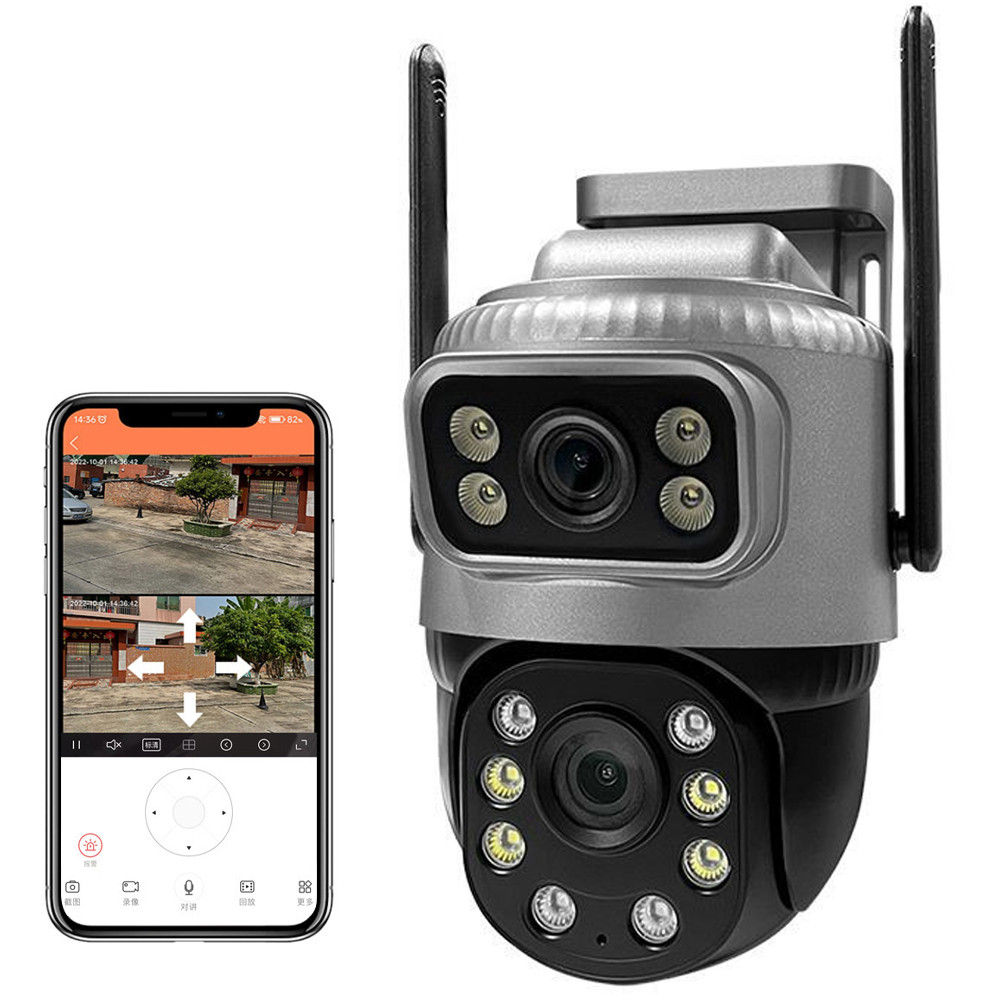 Вулична IP камера відеоспостереження 4Мп, FullHD, 2 об'єктиви, V380 / Вайфай камера спостереження / WiFi камера, фото 1