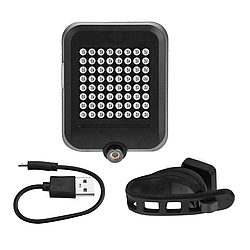 Велофара задня з автоматичним поворотніком, від USB, AQY-0100 / Велоліхтар задній / Велосипедний ліхтар