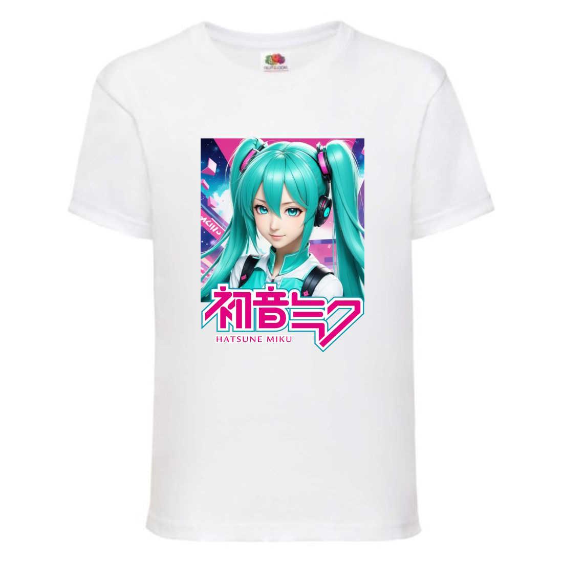 Футболка дитяча Міку Хацуне (Miku Hatsune 006) біла, розмір 104-116-128-140-152-164