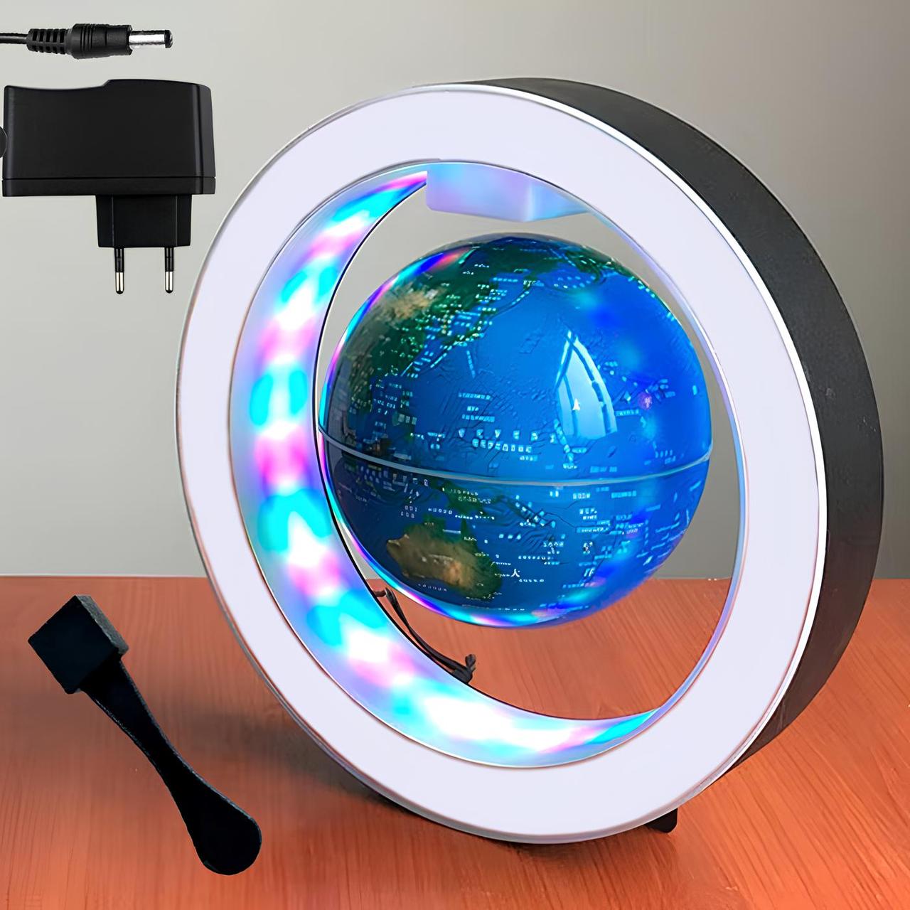 Левітуючий глобус з підсвіткою (22×22×11см), від мережі / Магнітний глобус / Антигравітаційна лампа, фото 1