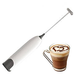 Електричний капучинатор для молока, на батарейках, Milk Frother, Білий / Спінювач для молока і вершків