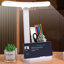 Настільна лампа на акумуляторі, від USB, 3 режими / Лампа з підставкою для телефону / Світильник настільний