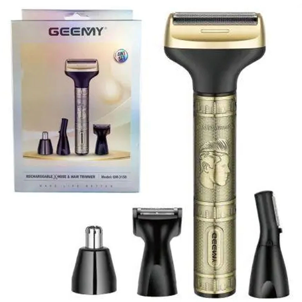 Чоловічий набір для стрижки 4в1, від USB, Geemy GM3158 / Акумуляторний тример для бороди / Тример для носа