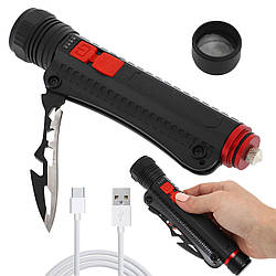 Ручний акумуляторний ліхтарик з відкривачкою, USB, DT-001 torch / Світлодіодний ліхтар / Туристичний ліхтарик