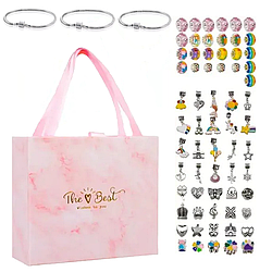 Набір для створення браслетів, 3 браслета та 60 кульок / Набір для творчості дівчинці / Набір для плетіння