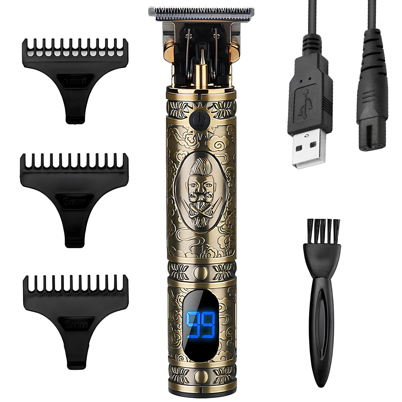 Акумуляторна машинка для стрижки + 3 насадки, з USB, VGR V-228 / Тример для бороди / Чоловічий тример