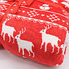 Новорічний плед з оленями 155х135см, Червоний / Різдвяний плед покривало / Теплий плед зимовий, фото 4