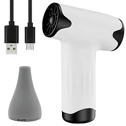 Портативний турбовентилятор 60W + 1 насадка, USB, JetFan / Акумуляторний міні фен / Ручний турбо вентилятор