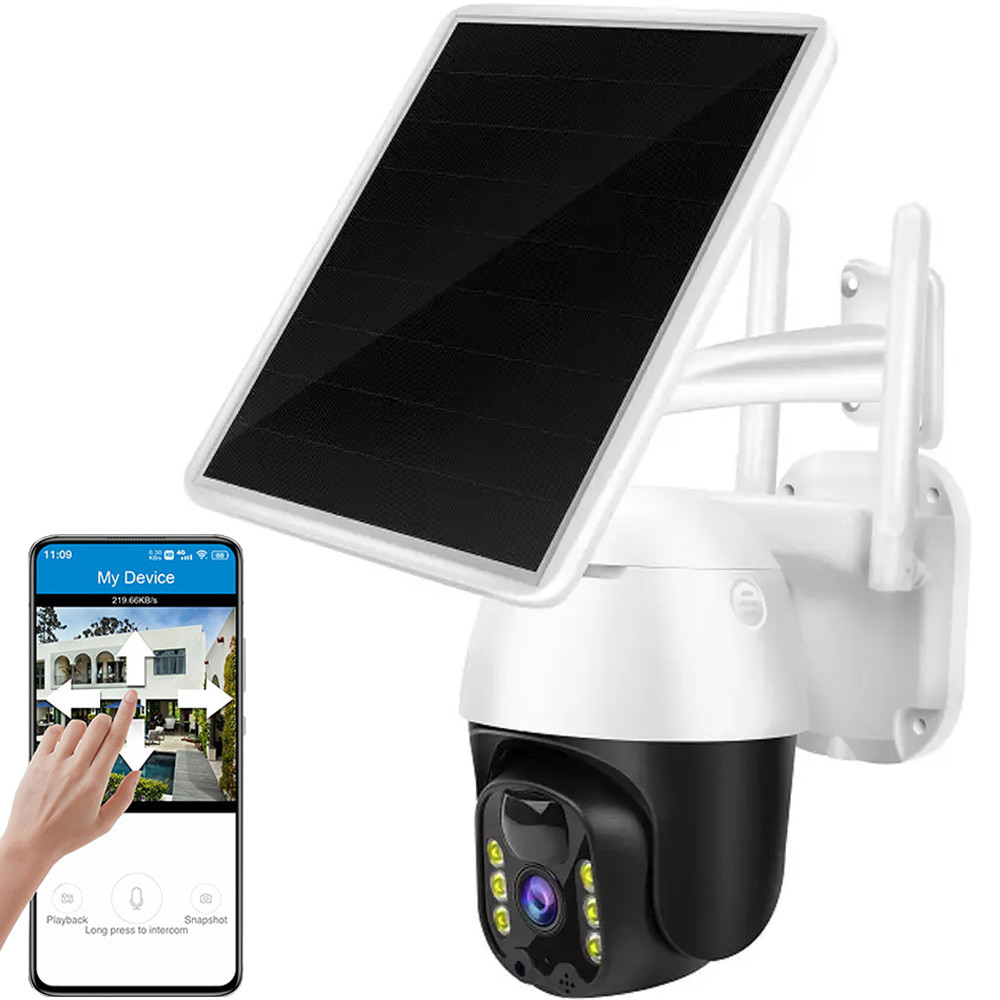 WIFI камера відеоспостереження із сонячною панеллю, 3MP, Y000 / Вулична IP камера / Поворотна камера, фото 1