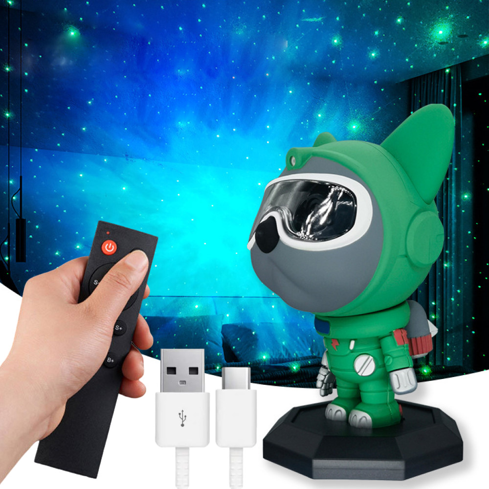Проектор зоряного неба з 1 лазером від USB, Nebula Dog Projector, Зелений / Дитячий нічник зоряне небо