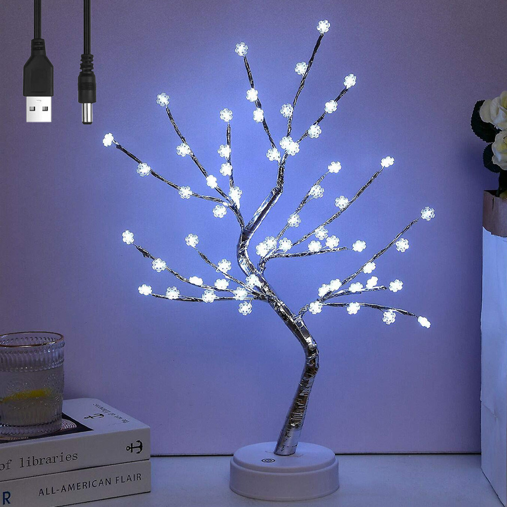 Настільний світильник "Дерево Бонсай" 50см, від USB, Холодний білий / Світлодіодне дерево / Лампа нічник, фото 1