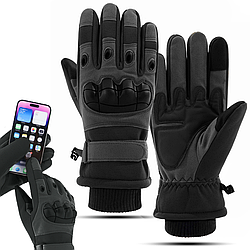 Зимові тактичні рукавички сенсорні (+5°C до -20°C) Розміри ХL-XХL, Чорні / Штурмові рукавички повнопалі