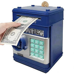 Електронна скарбничка-сейф автомат з кодовим замком і купюроприймачем, Синій/Місячна скарбничка сейф