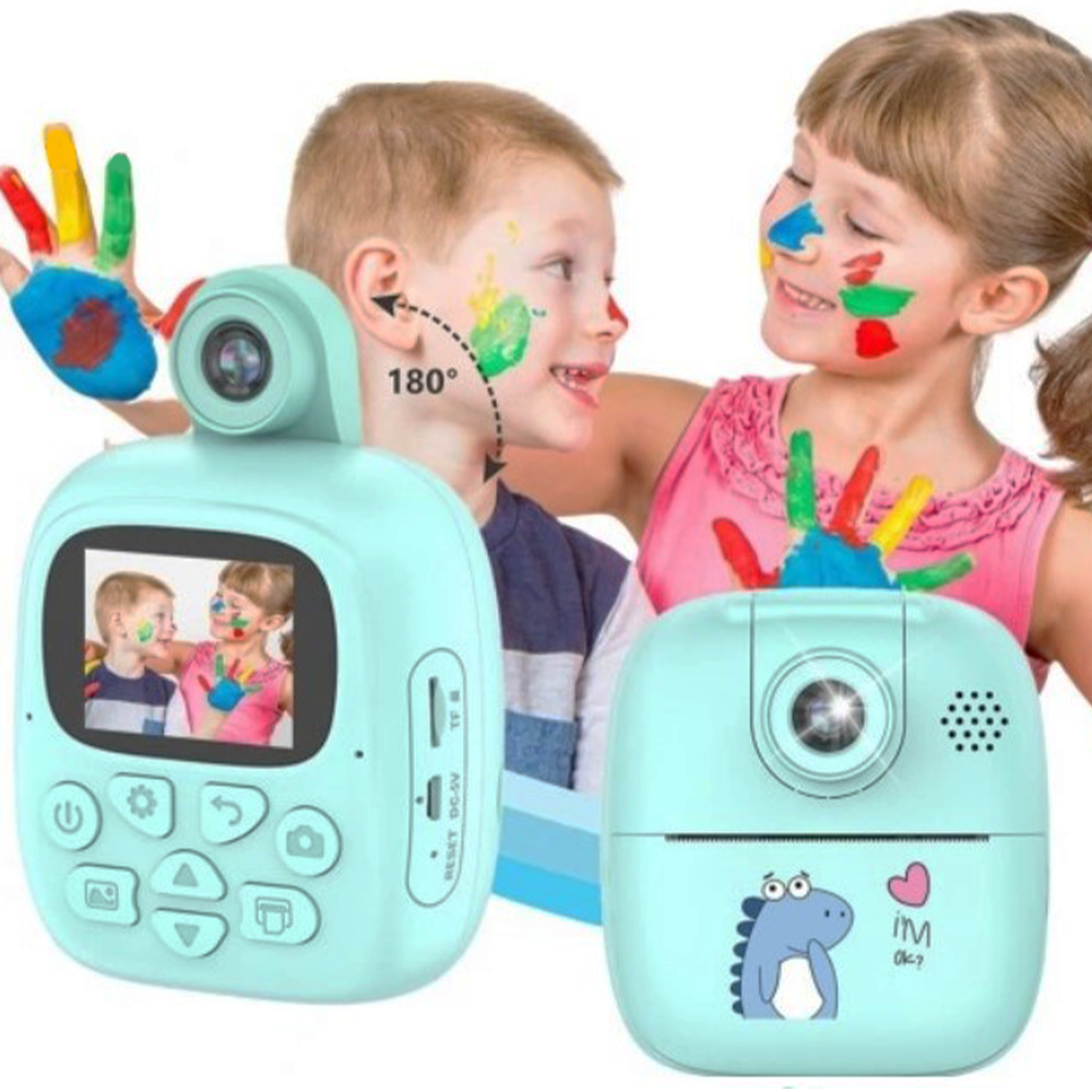 Дитячий фотоапарат з миттєвим друком фотографій Kids Print Camera, Блакитний / Фотоапарат / Фотокамера